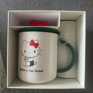 Hello Kitty Mug with Green Handle and Red Bow